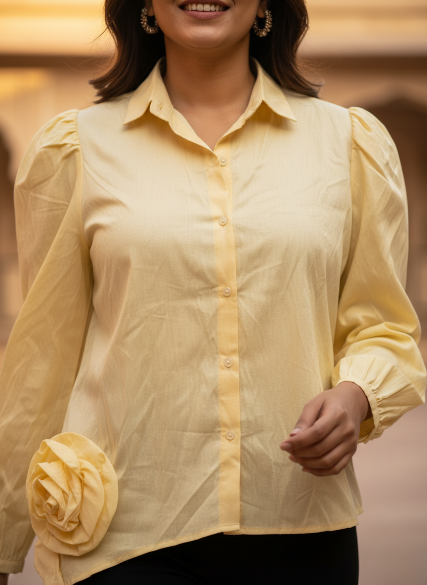 Lemon yellow Rosette shirt