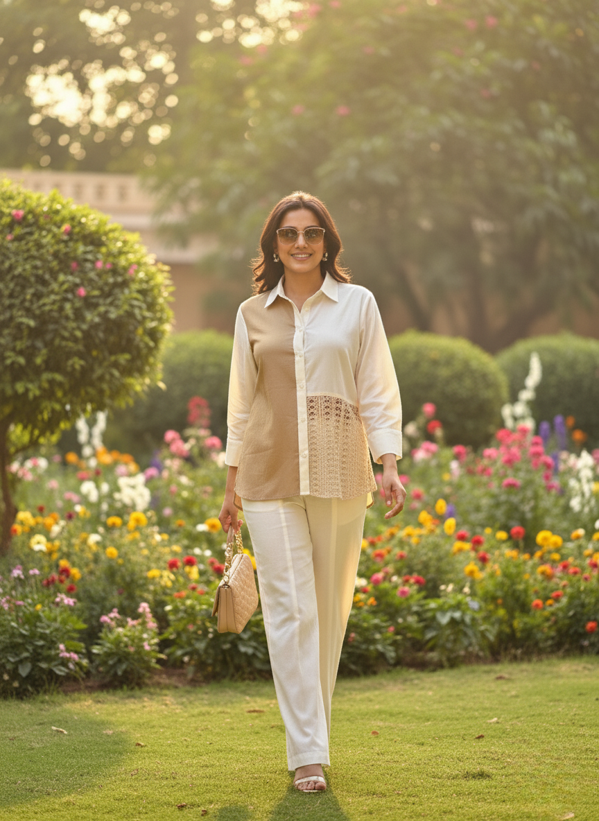 Sandy beige Crochet Shirt