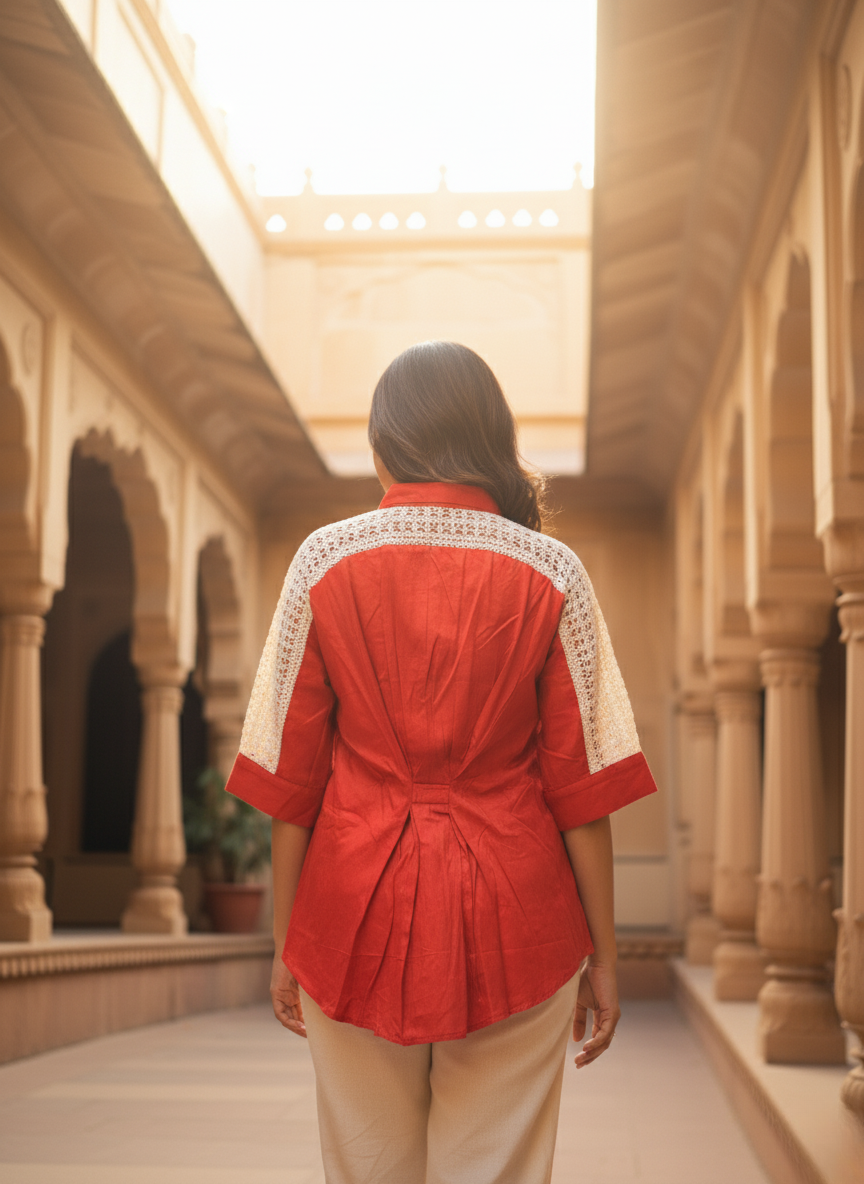Rust orange Crochet shirt
