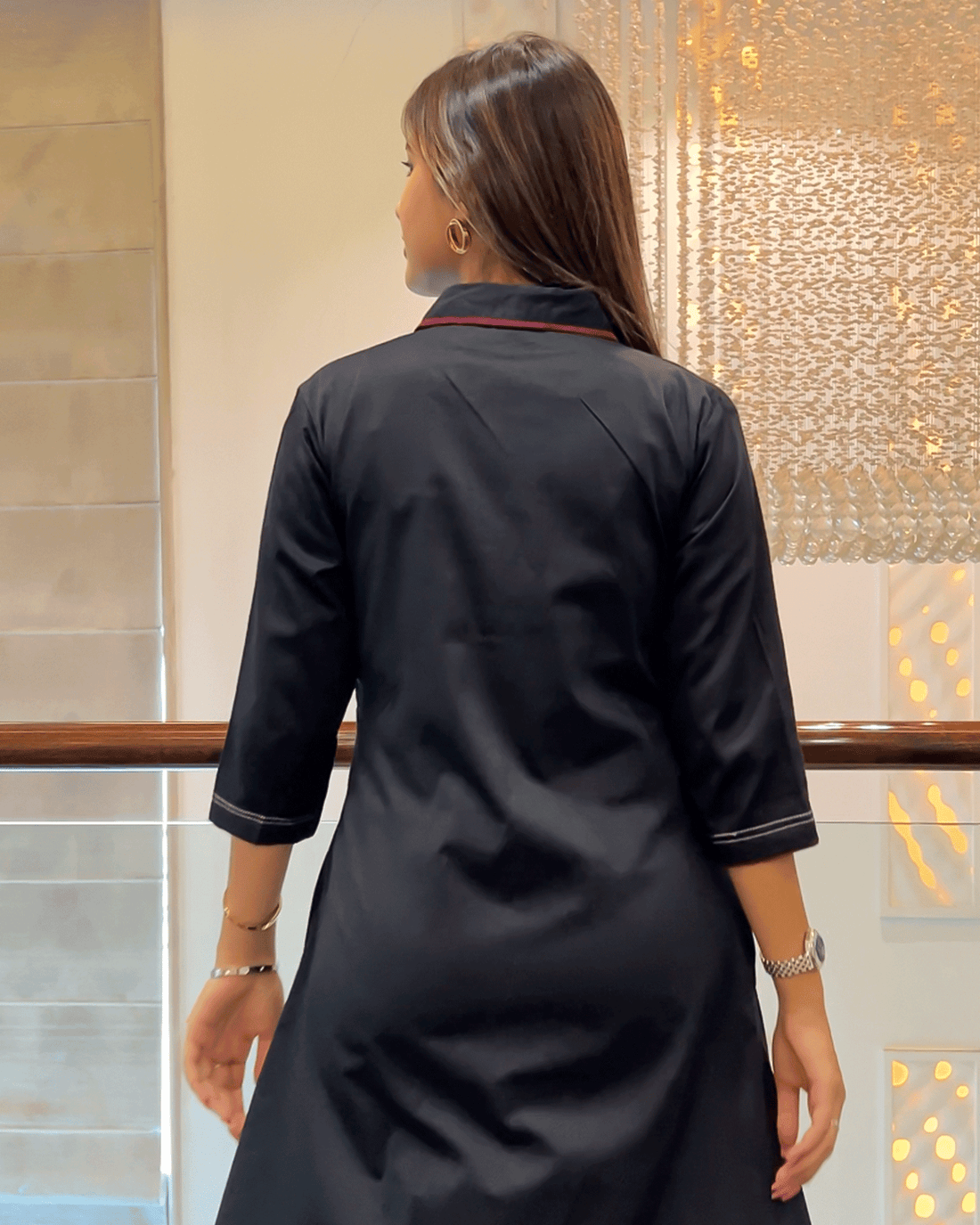 Black Maroon Majestic Dress