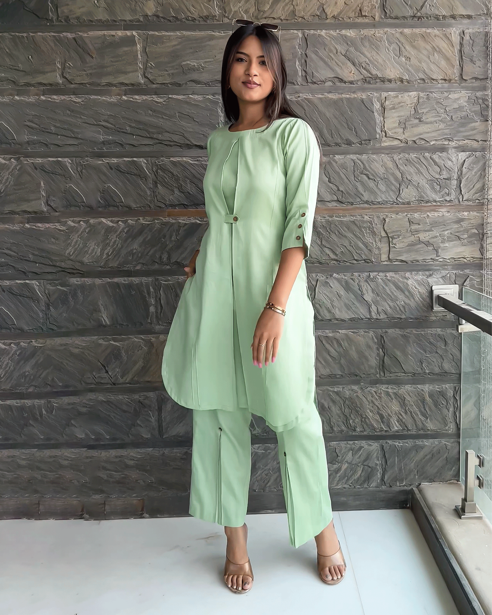 Pista Green glam Co-ord Set