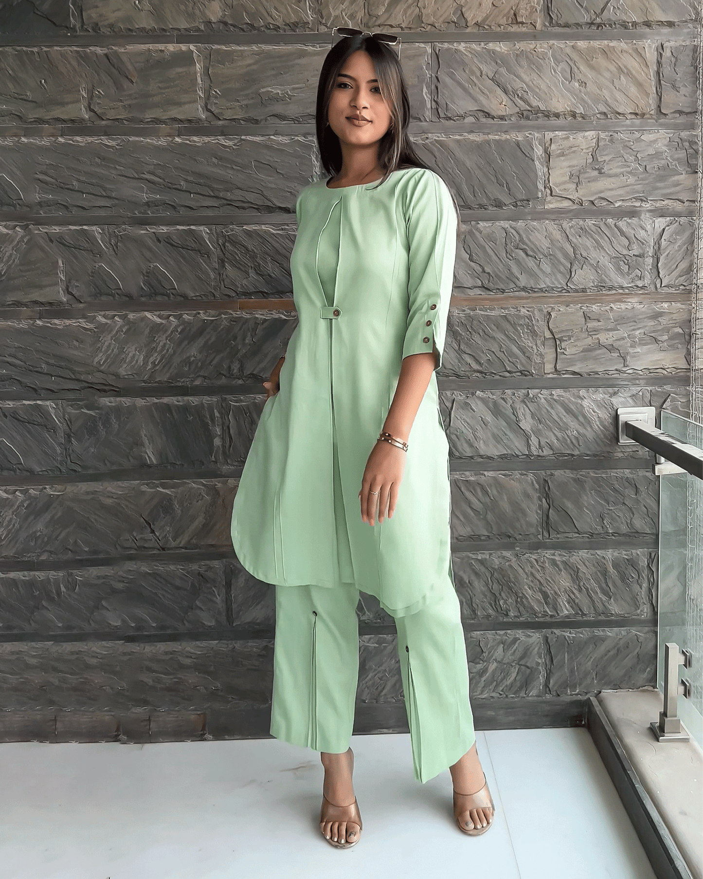 Pista Green glam Co-ord Set