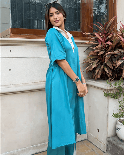 Coral Reef Teal Ivory Co-ord Set