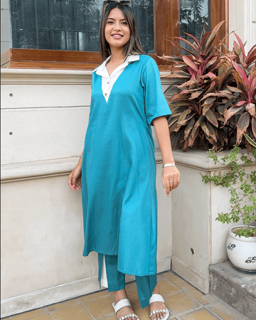 Coral Reef Teal Ivory Co-ord Set