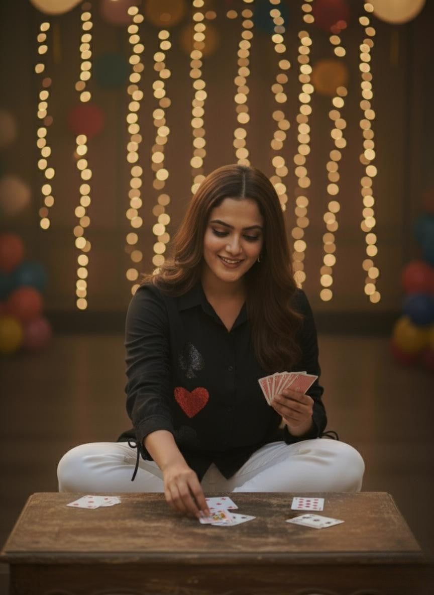 Black Royal Flush Sequin Shirt