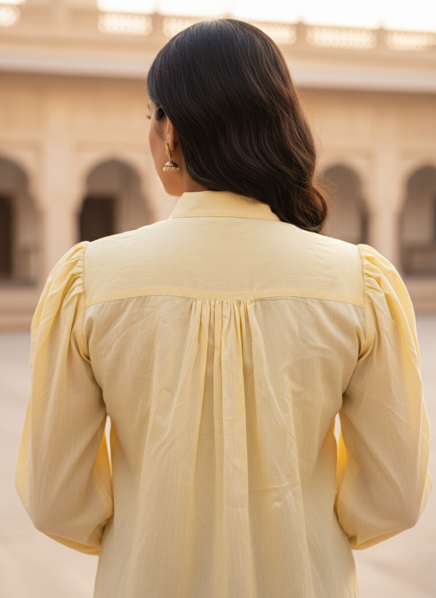 Lemon yellow Rosette shirt
