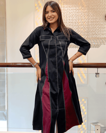 Black Maroon Majestic Dress