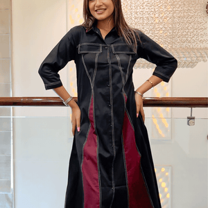 Black Maroon Majestic Dress