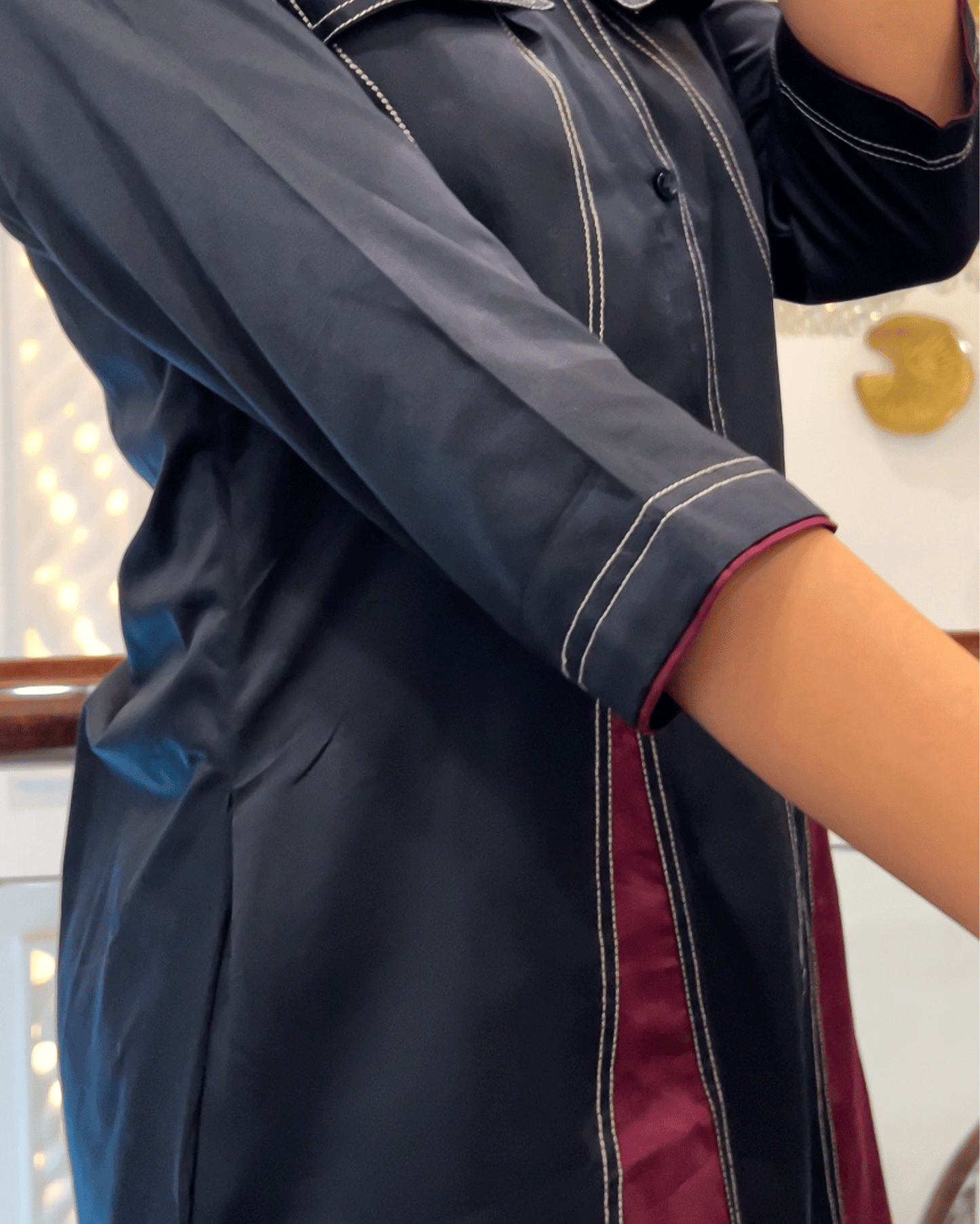 Black Maroon Majestic Dress