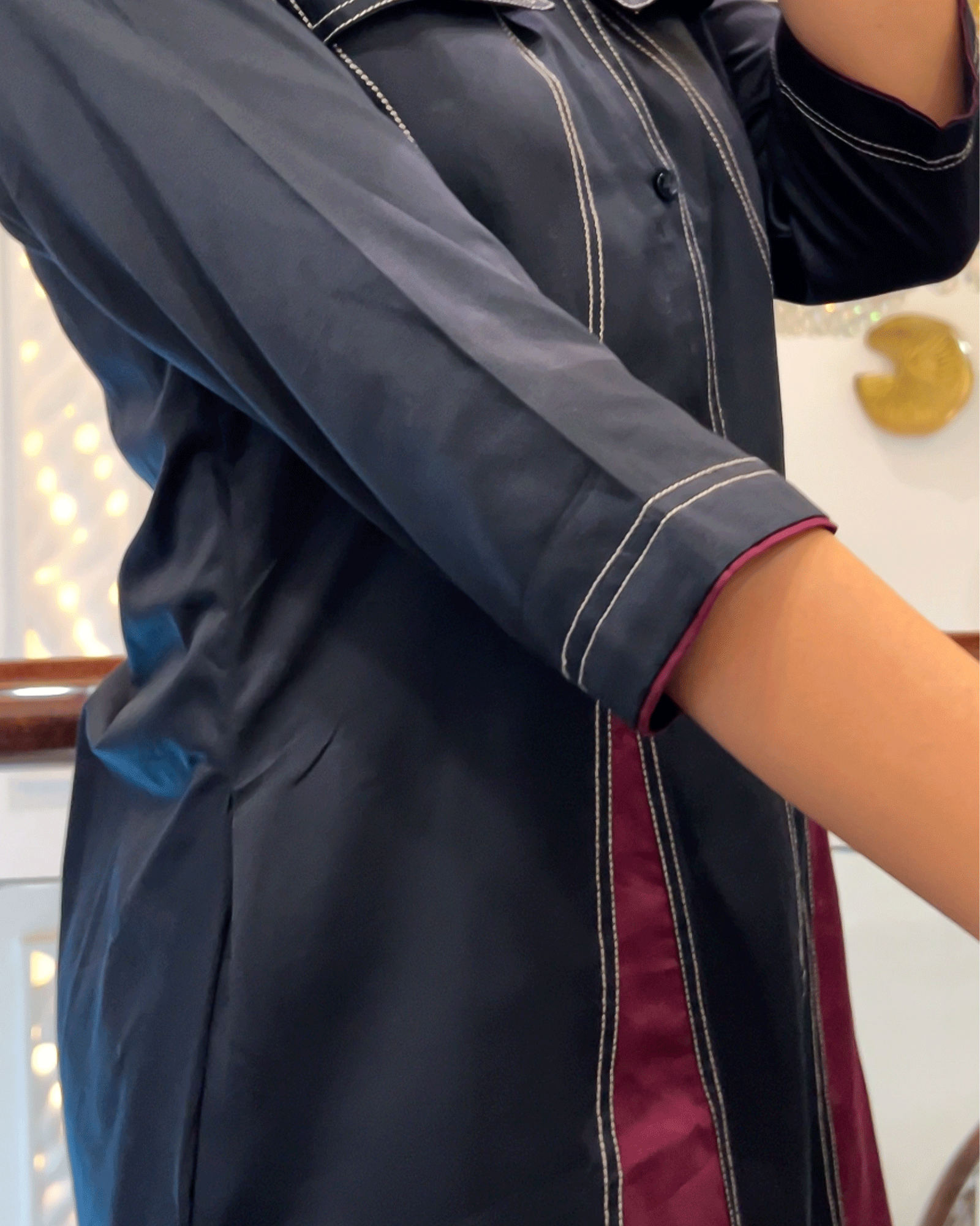 Black Maroon Majestic Dress
