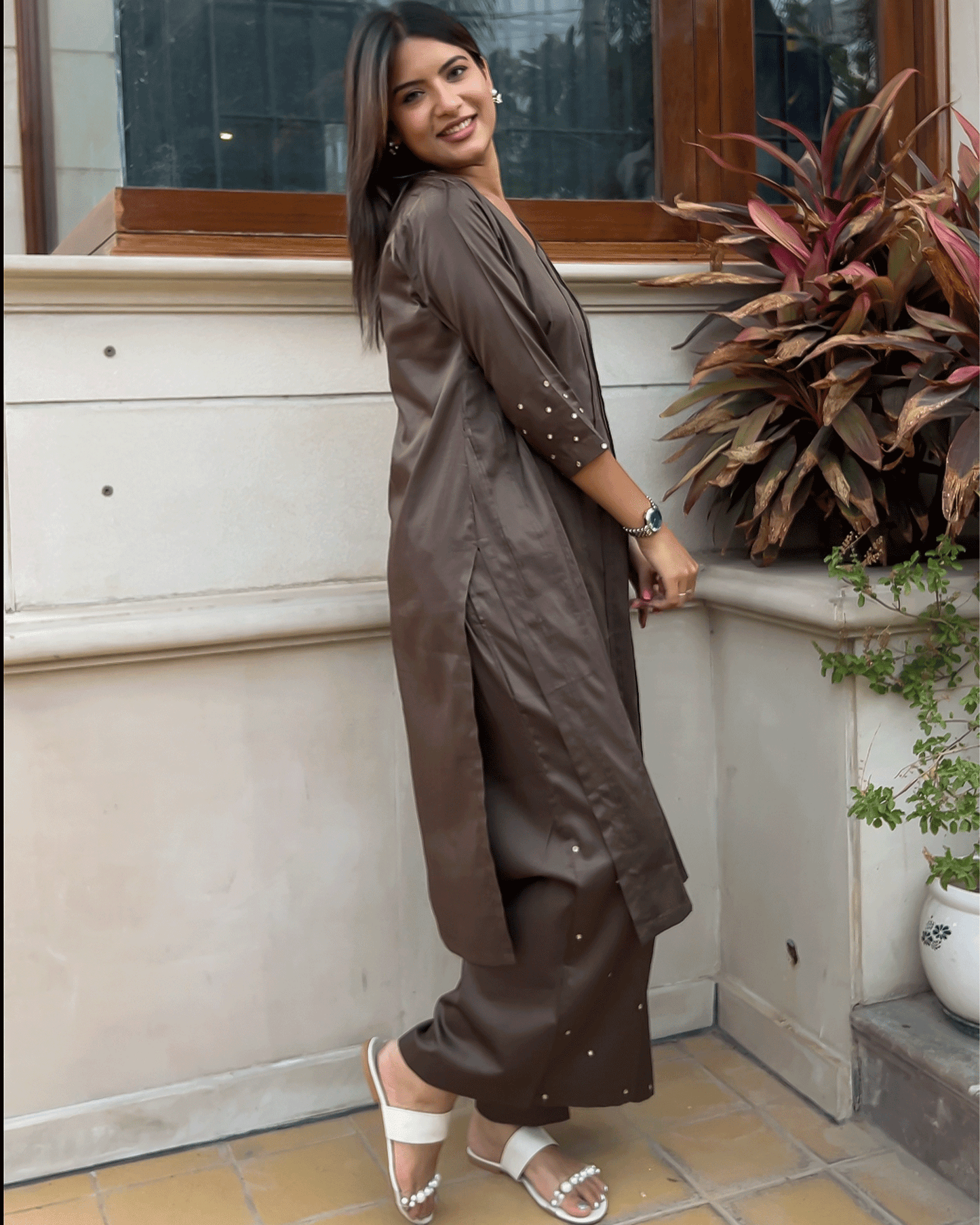 Cocoa Brown Glam Co- ord Set