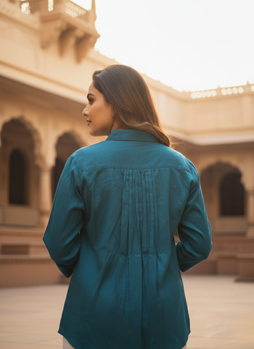 Teal green floral glow shirt