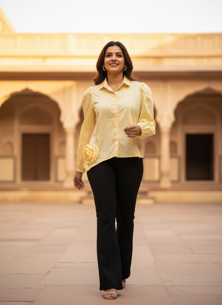 Lemon yellow Rosette shirt