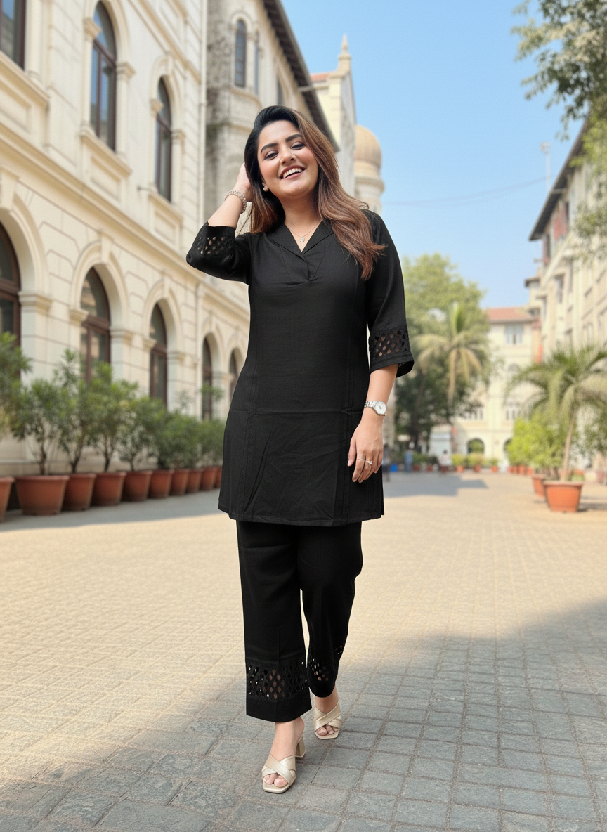 Black Mat-Stitch Co-ord set
