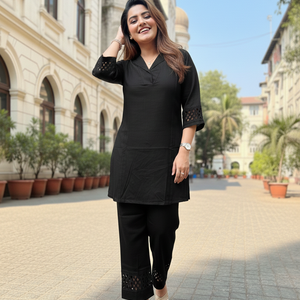 Black Mat-Stitch Co-ord set