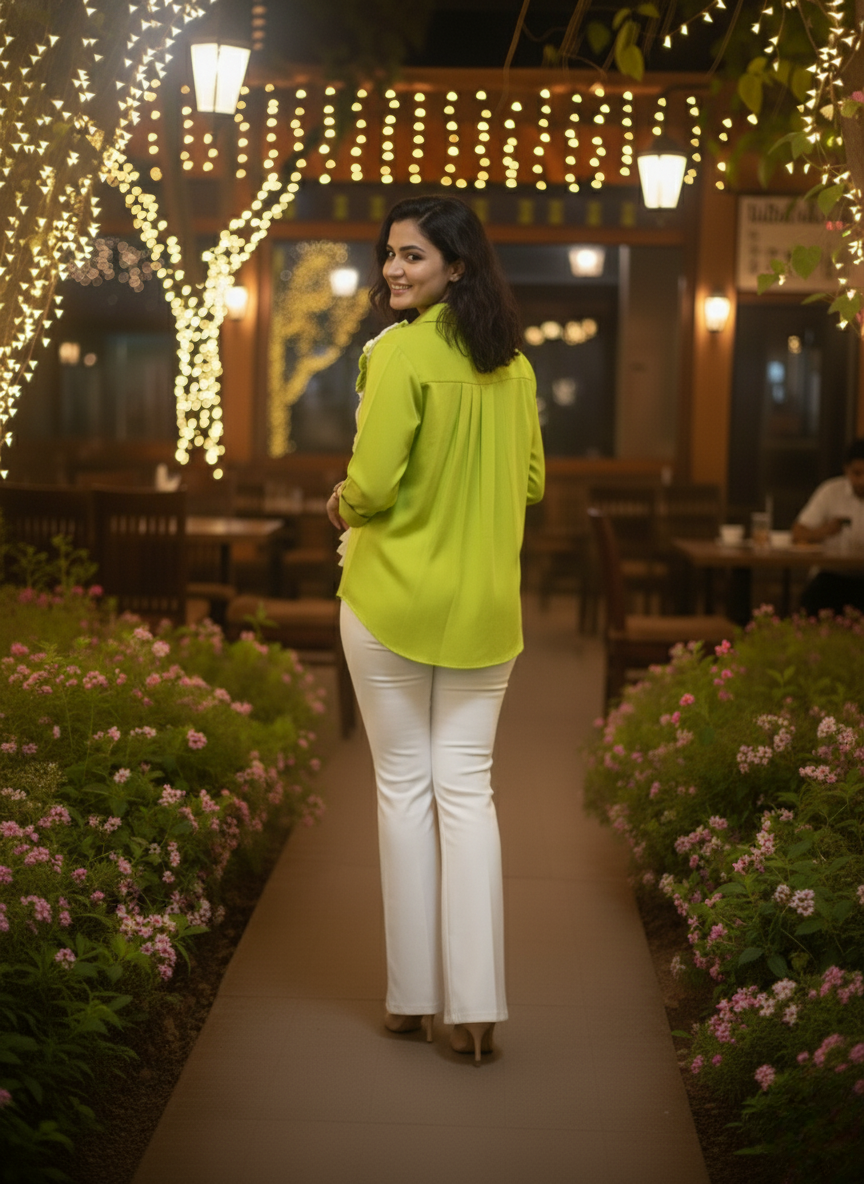 Lime green Ruffle Bloom Shirt