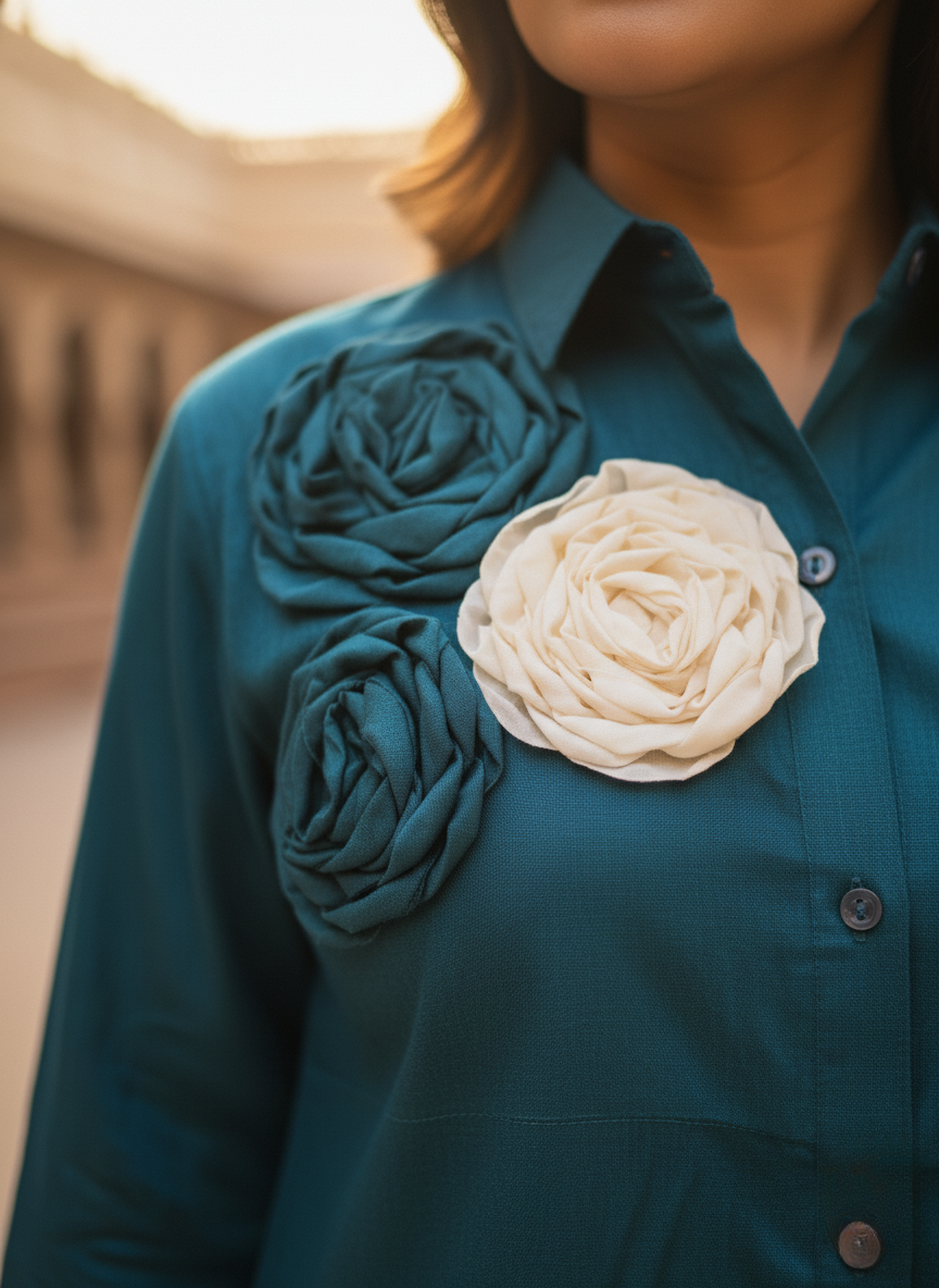 Teal green floral glow shirt