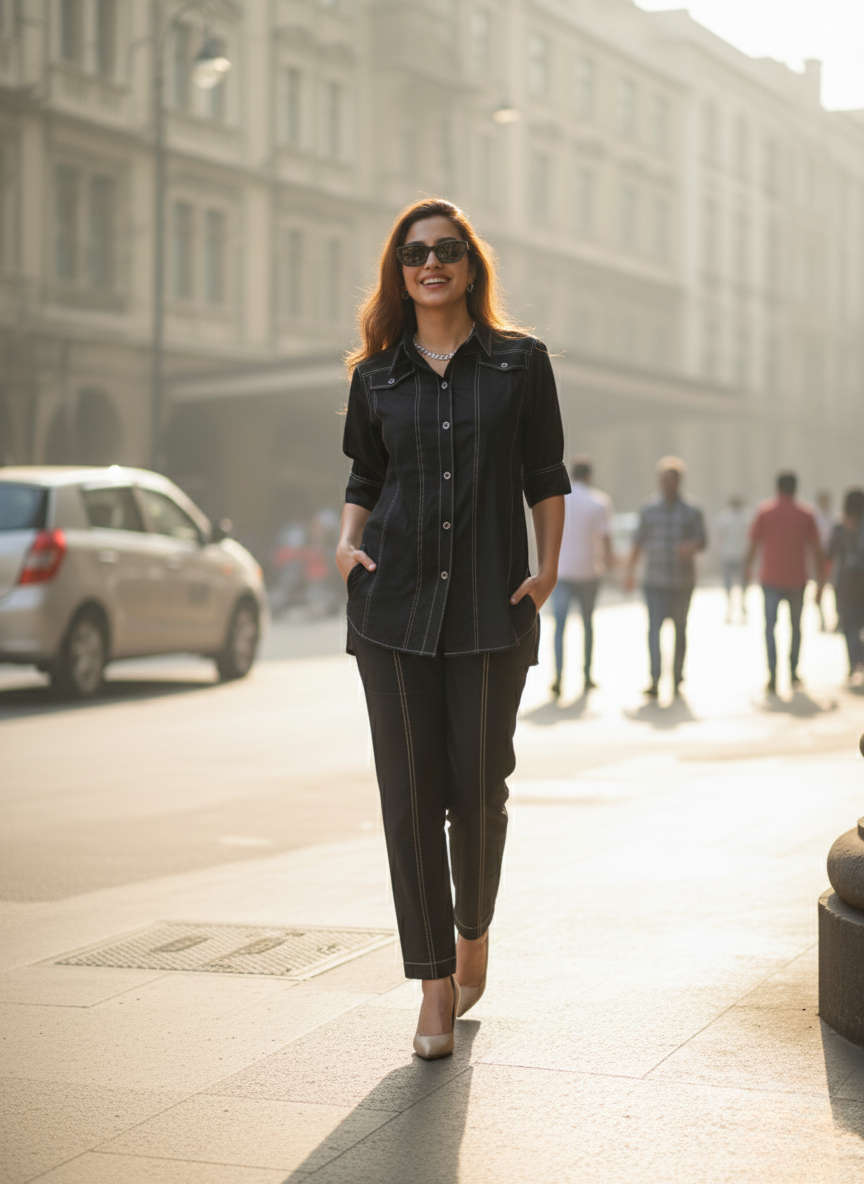 Jet Black Stitch co-ord Set
