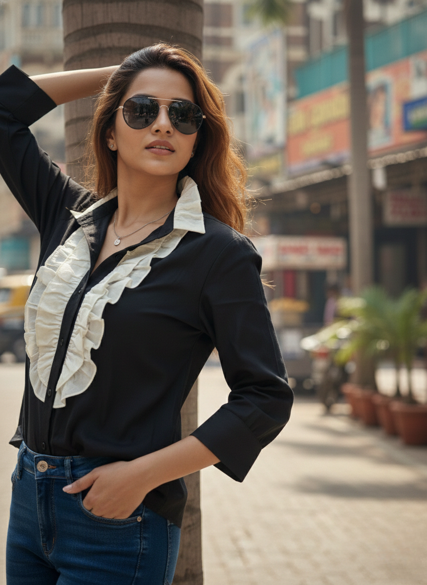 Black Tuxedo Bloom Shirt