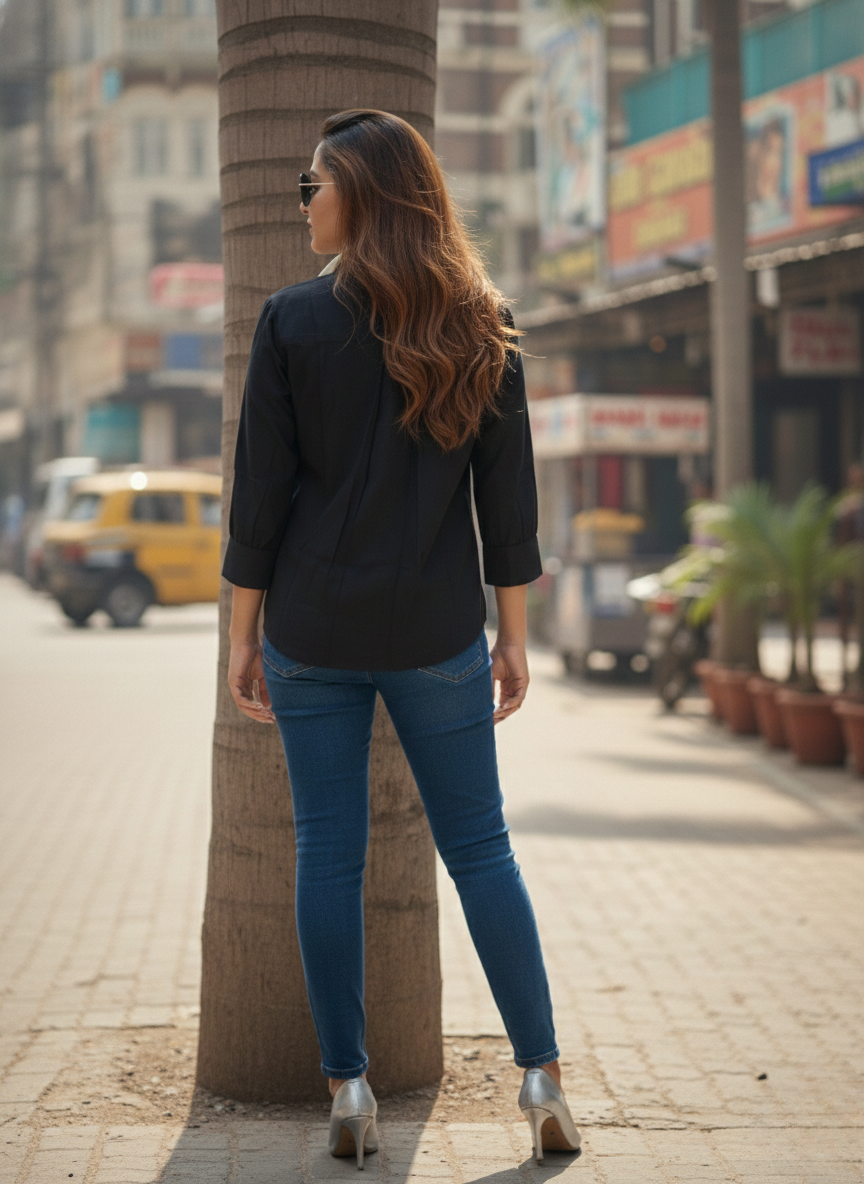 Black Tuxedo Bloom Shirt