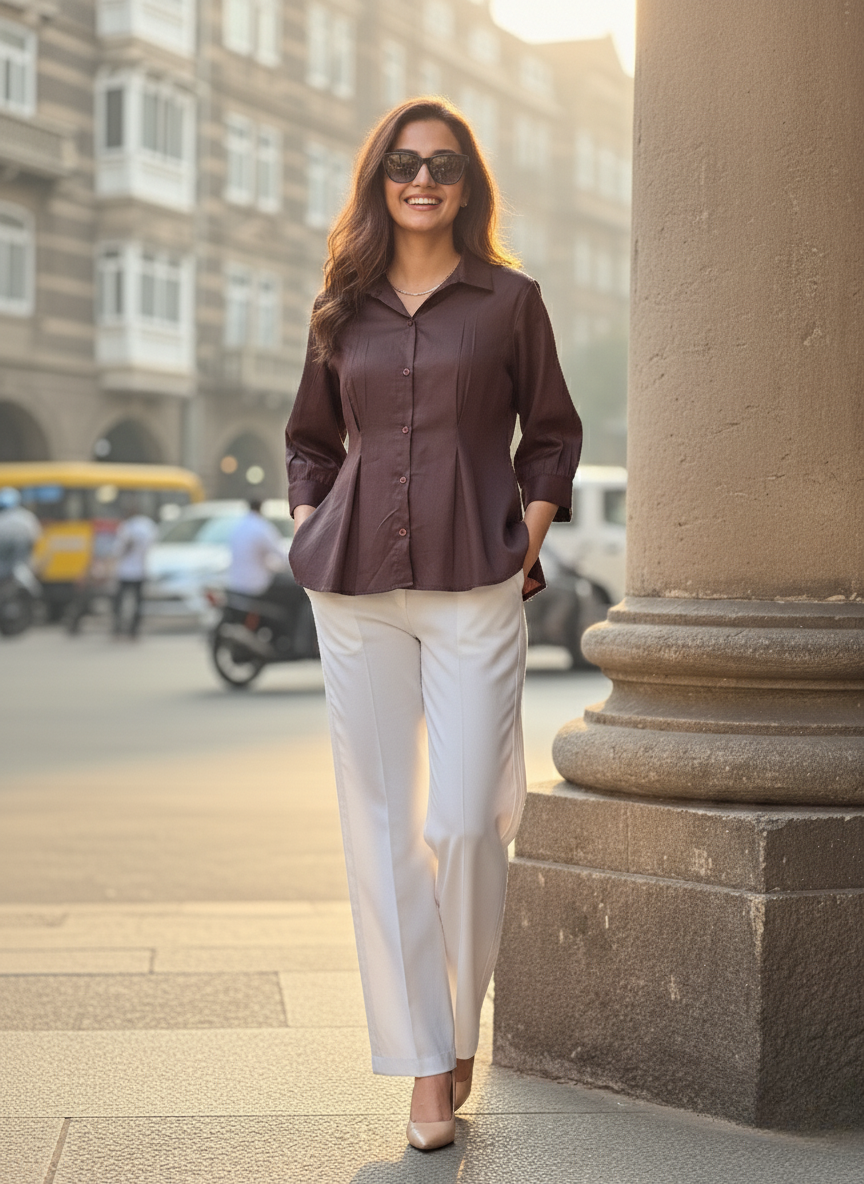 Rich Brown Crochet Shirt