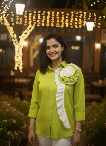Lime green Ruffle Bloom Shirt