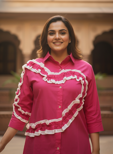 Hot pink Sweetheart Ruffle Shirt