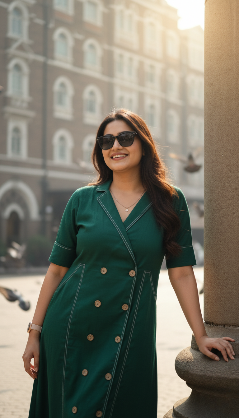 Emerald green stitch dress