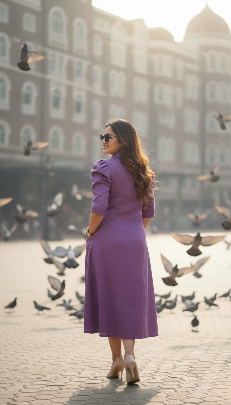 Lilac zigzag leaf dress