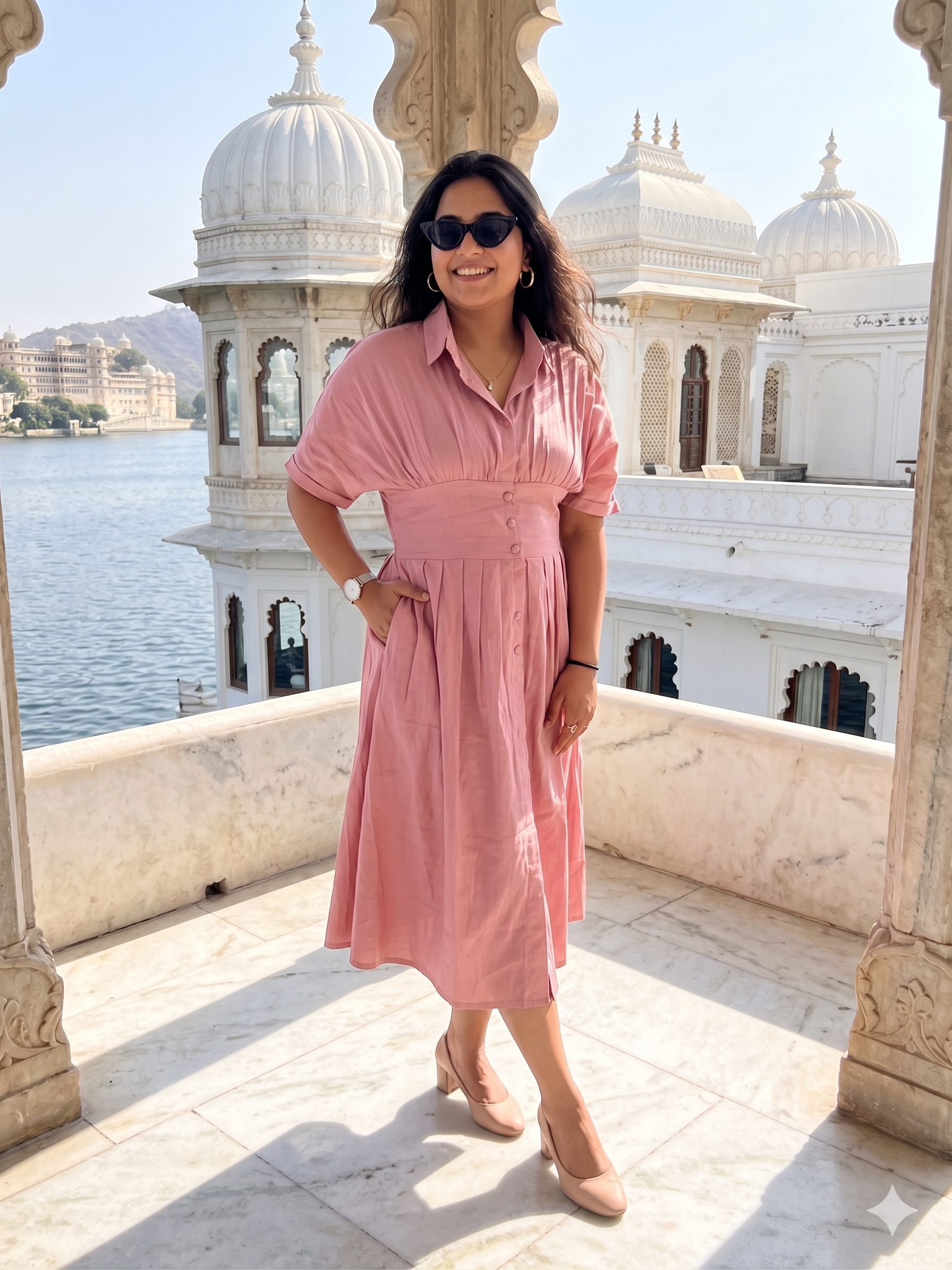 mauve pink flare dress