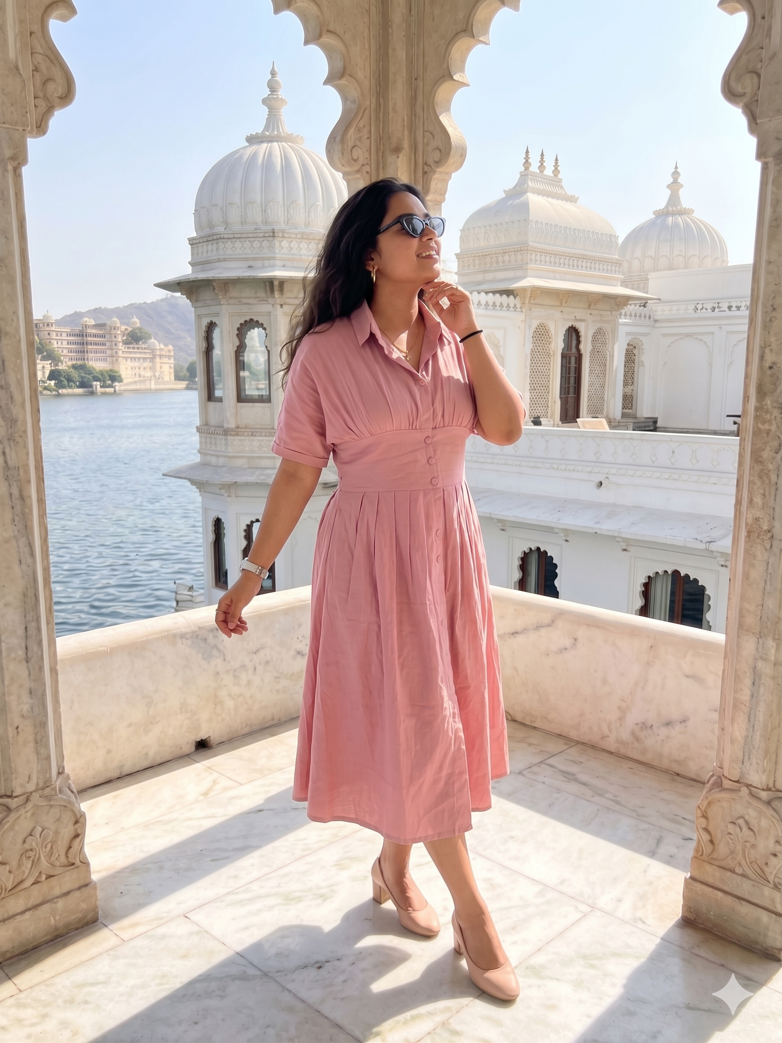 mauve pink flare dress