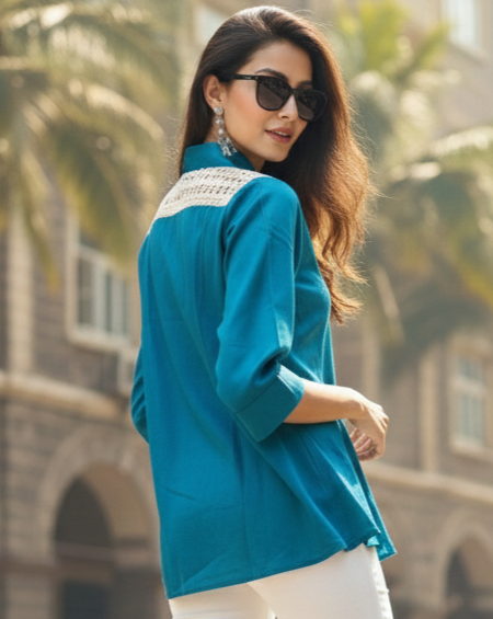 Teal Crochet Yok Shirt