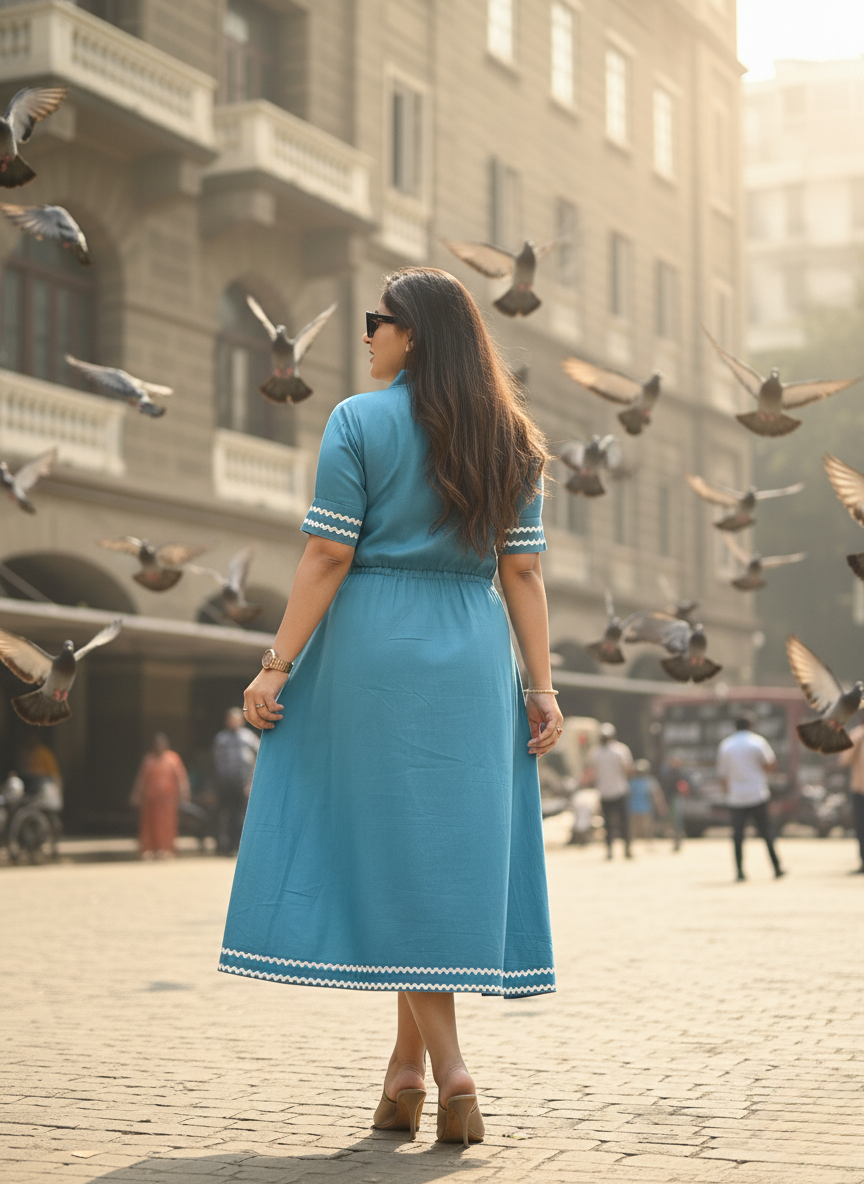 Aqua teal Chevron Dress