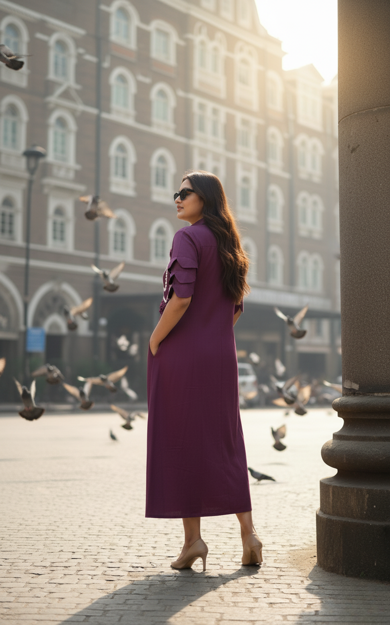 Wine Romantic Ruffle Heart Dress